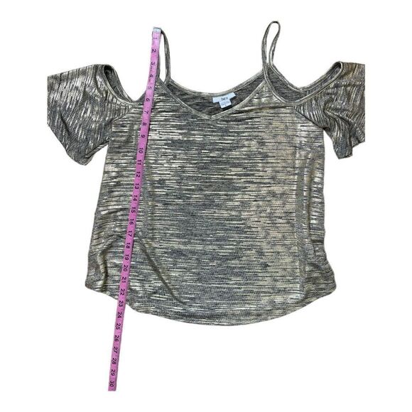 Bar lll Women’s Sz L Off The Shoulder Top Gold Silver Blouse Sexy Holiday Party - Picture 4 of 8